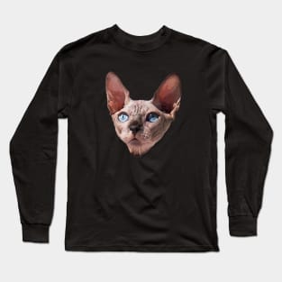 Sphynx Cat Cute Hairless Blue Eyed Kitten Long Sleeve T-Shirt